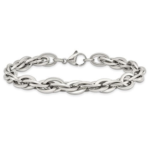 Stainless Steel Polished 8" Oval Links Bracelet