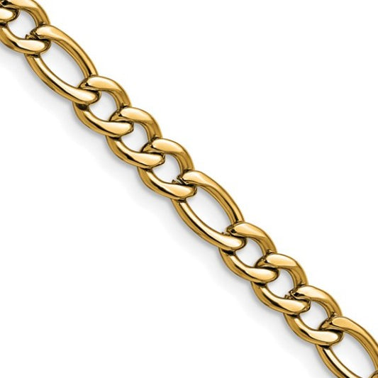 Stainless Steel Polished Yellow IP-Plated 5.3mm 20" Figaro Chain