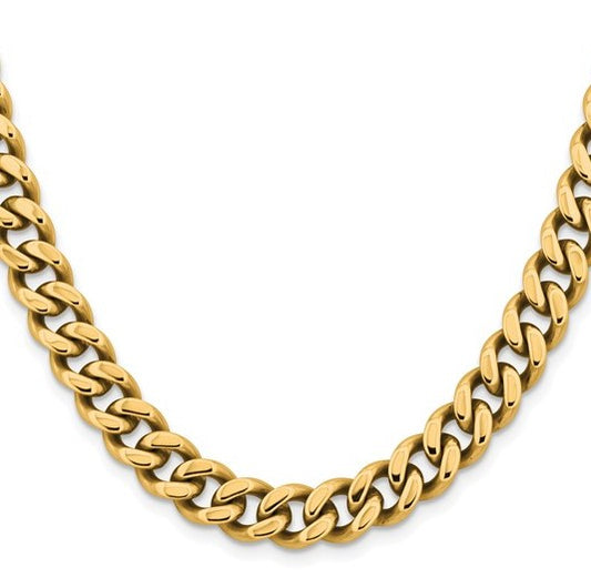 Stainless Steel Polished Yellow IP-Plated 9.5mm 22" Curb Chain