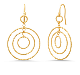 Sterling Silver Gold Plated Multi Circle Earrings