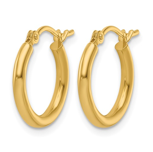 10K Yellow Gold 15mm Polished Hinged Hoop Earrings