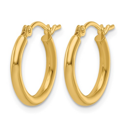10K Yellow Gold 15mm Polished Hinged Hoop Earrings