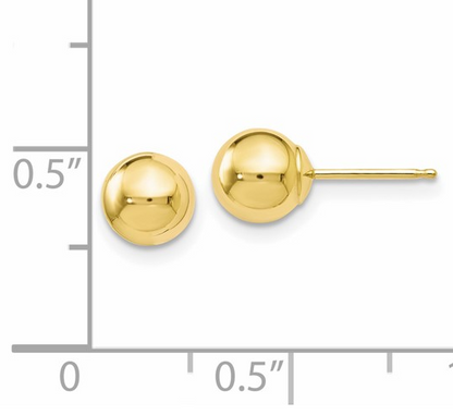 10LE445 10K Yellow Gold 6mm Polished Ball Post Earrings 0