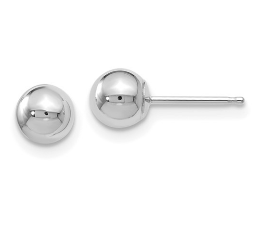 10K White Gold 4mm Polished Ball Post Earrings