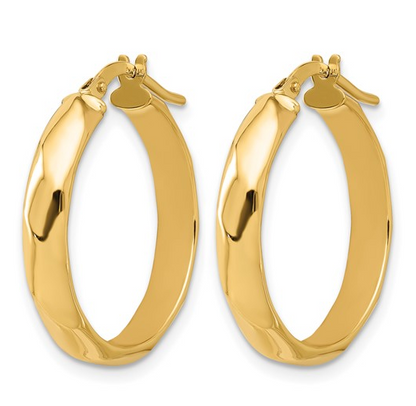 10K Yellow Gold 25mm Twisted Round Hoop Earrings