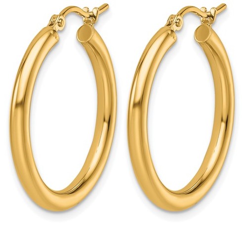 10K Yellow Gold 2.5mm Polished Lightweight Tube Hoop Earrings