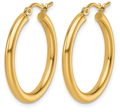 10K Yellow Gold 2.5mm Polished Lightweight Tube Hoop Earrings