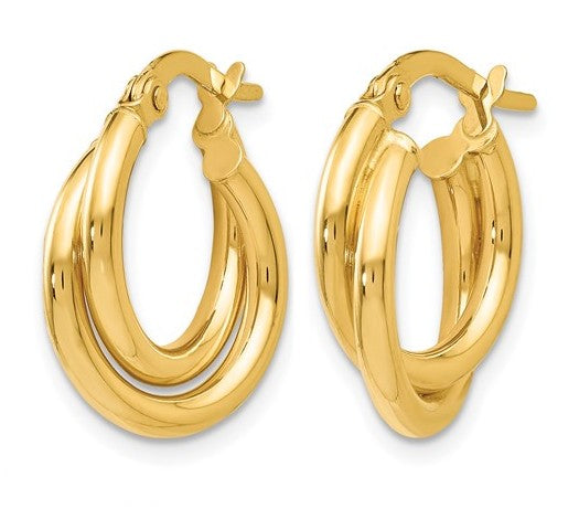 10K Yellow Gold 18mm Polished Twisted Double Hoop Earrings
