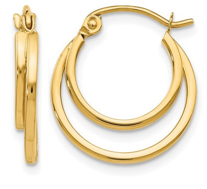 10K Yellow Gold Polished Hinged 17mm Hoop Earrings