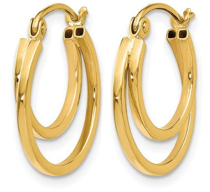 10K Yellow Gold Polished Hinged 17mm Hoop Earrings