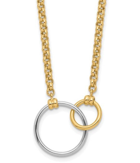 10K Tow Tone Polished Link Necklace - 18"