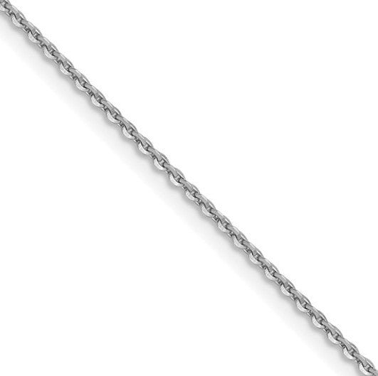 10K White Gold 1mm Diamond Cut Cable Chain - 16"