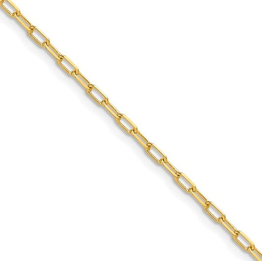 14K Yellow Gold 2.2mm Solid Beveled Diamond Cut Paperclip Chain - 18"