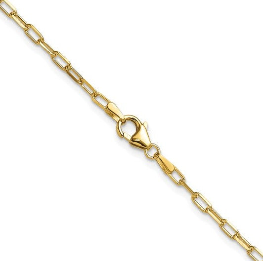 14K Yellow Gold 2.2mm Solid Beveled Diamond Cut Paperclip Chain - 18"