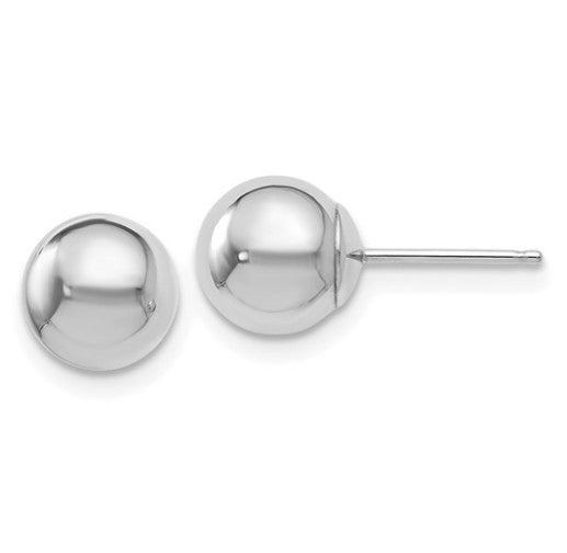 14K White Gold Polished 7mm Ball Post Earrings