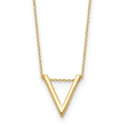 14K Yellow Gold Polished V Necklace - 17"