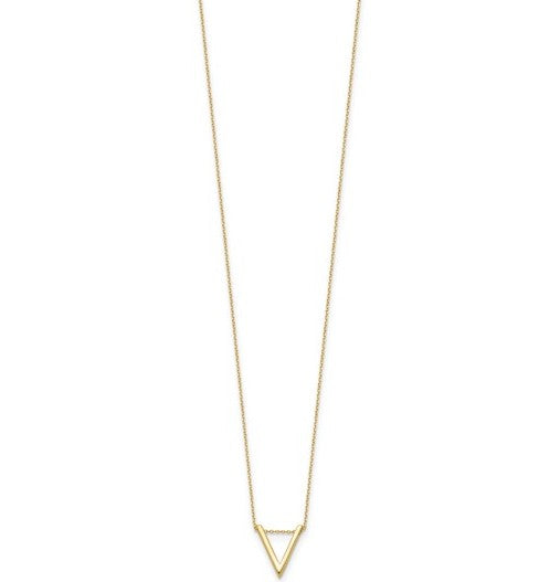 14K Yellow Gold Polished V Necklace - 17"