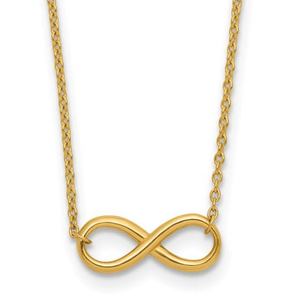 14K Yellow Gold Polished Infinity Necklace - 17"