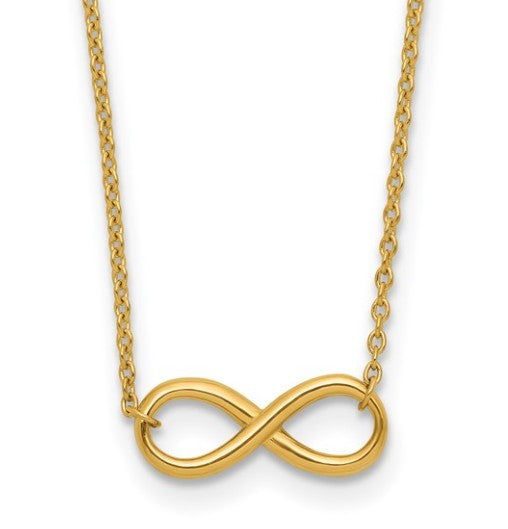 14K Yellow Gold Polished Infinity Necklace - 17"