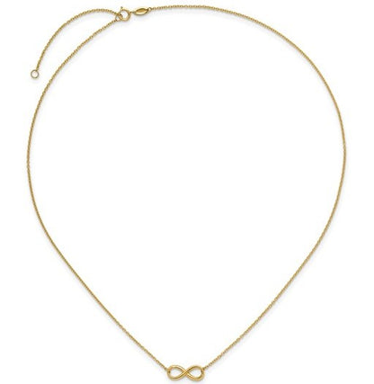14K Yellow Gold Polished Infinity Necklace - 17"