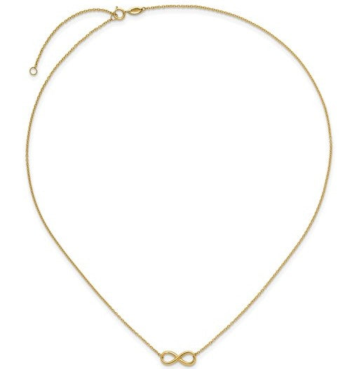 14K Yellow Gold Polished Infinity Necklace - 17"