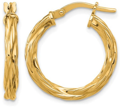 Sterling Silver Gold Plated Twisted Hoop Earrings