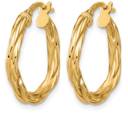 Sterling Silver Gold Plated Twisted Hoop Earrings