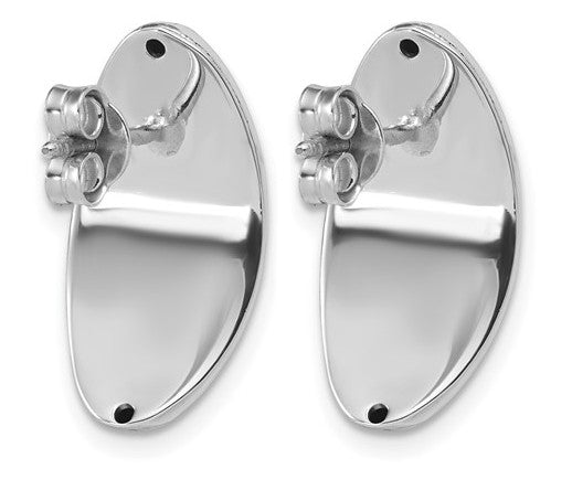 Sterling Silver Rhodium Plated Fancy Domed Post Earrings
