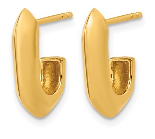 Sterling Silver Gold Plated Polished Knife Edge J-Hoop Post Earrings