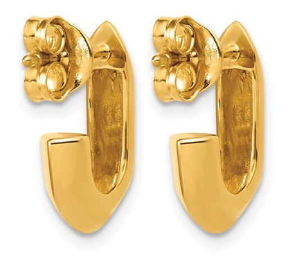 Sterling Silver Gold Plated Polished Knife Edge J-Hoop Post Earrings