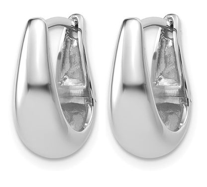 Sterling Silver Rhodium Plated Polished Hinged Oval Hoop Earrings