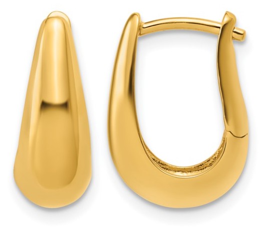 Sterling Silver Gold Tone Polished Hinged Oval Hoop Earrings