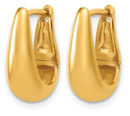 Sterling Silver Gold Tone Polished Hinged Oval Hoop Earrings