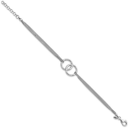 Sterling Silver Rhodium Plated Multi Strand Double Circle Bracelet