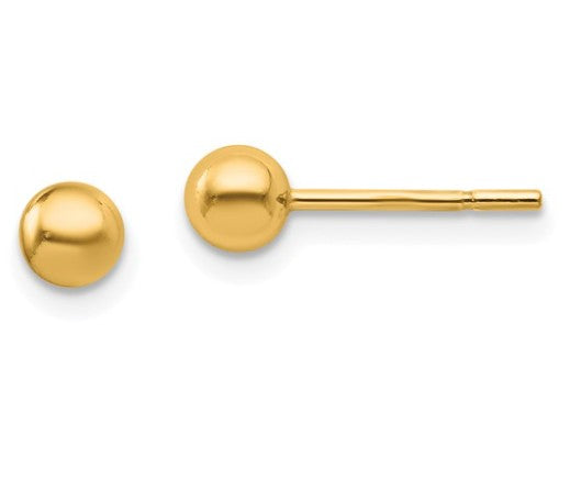 Sterling Silver Gold Plated 4mm Polished Ball Post Earrings