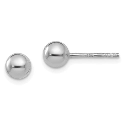 Sterling Silver Rhodium Plated 5mm Polished Ball Post Earrings