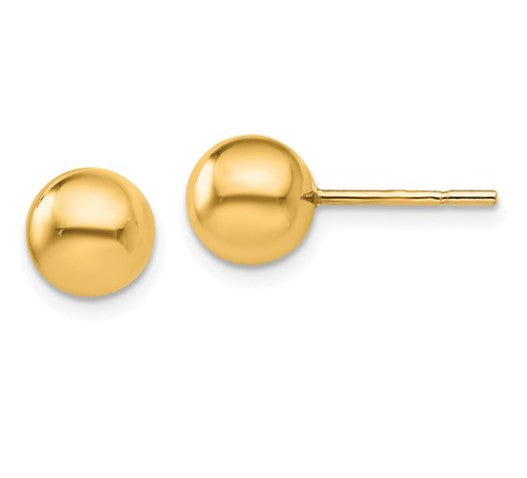 Sterling Silver Gold Plated 7mm Ball Post Earrings
