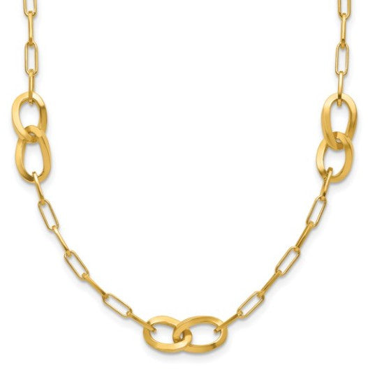 Sterling Silver Gold Plated Fancy Link Necklace