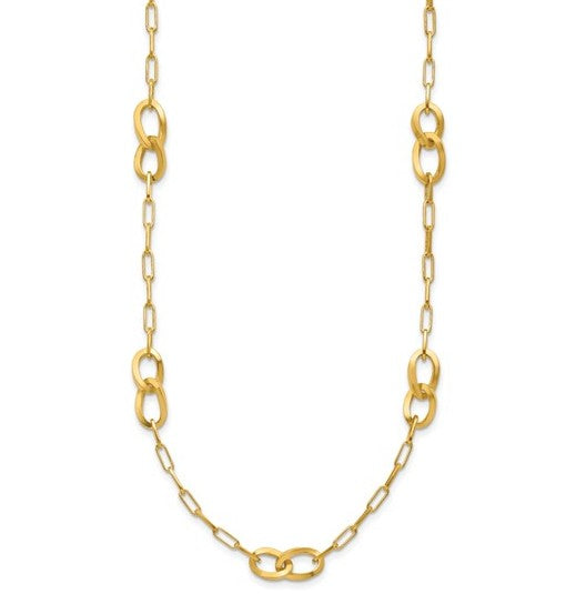 Sterling Silver Gold Plated Fancy Link Necklace
