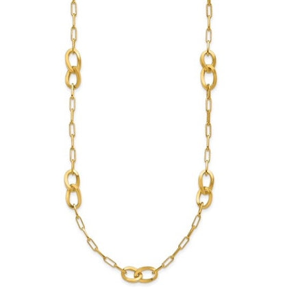Sterling Silver Gold Plated Fancy Link Necklace