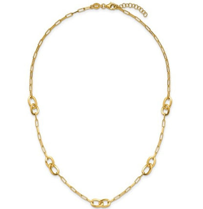 Sterling Silver Gold Plated Fancy Link Necklace