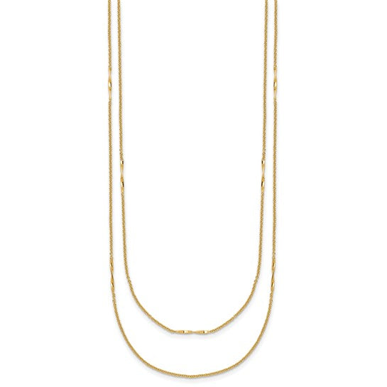 14K Yellow Gold Two Strand Twisted Bar Necklace
