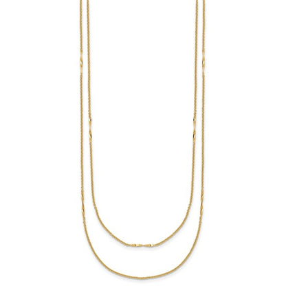 14K Yellow Gold Two Strand Twisted Bar Necklace