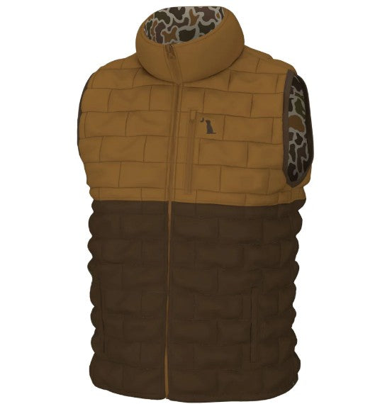 Local Boy Duck Down Reversible Vest in Localflage Vintage