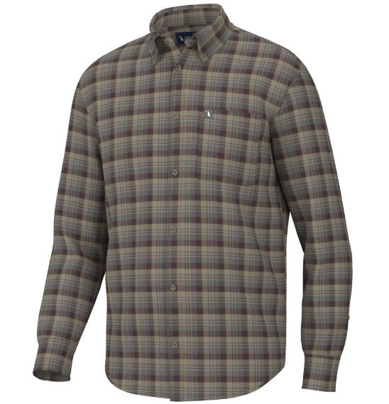 Local Boy Gardner Stretch Flannel in Tan, Garnet, & Navy