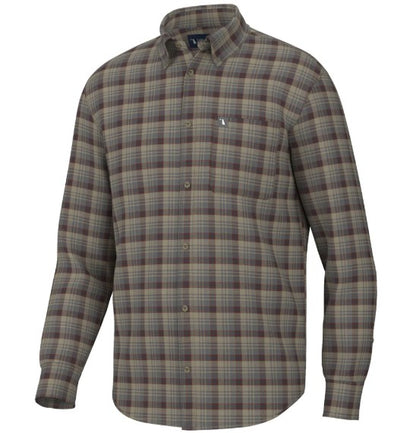 Local Boy Gardner Stretch Flannel in Tan, Garnet, & Navy
