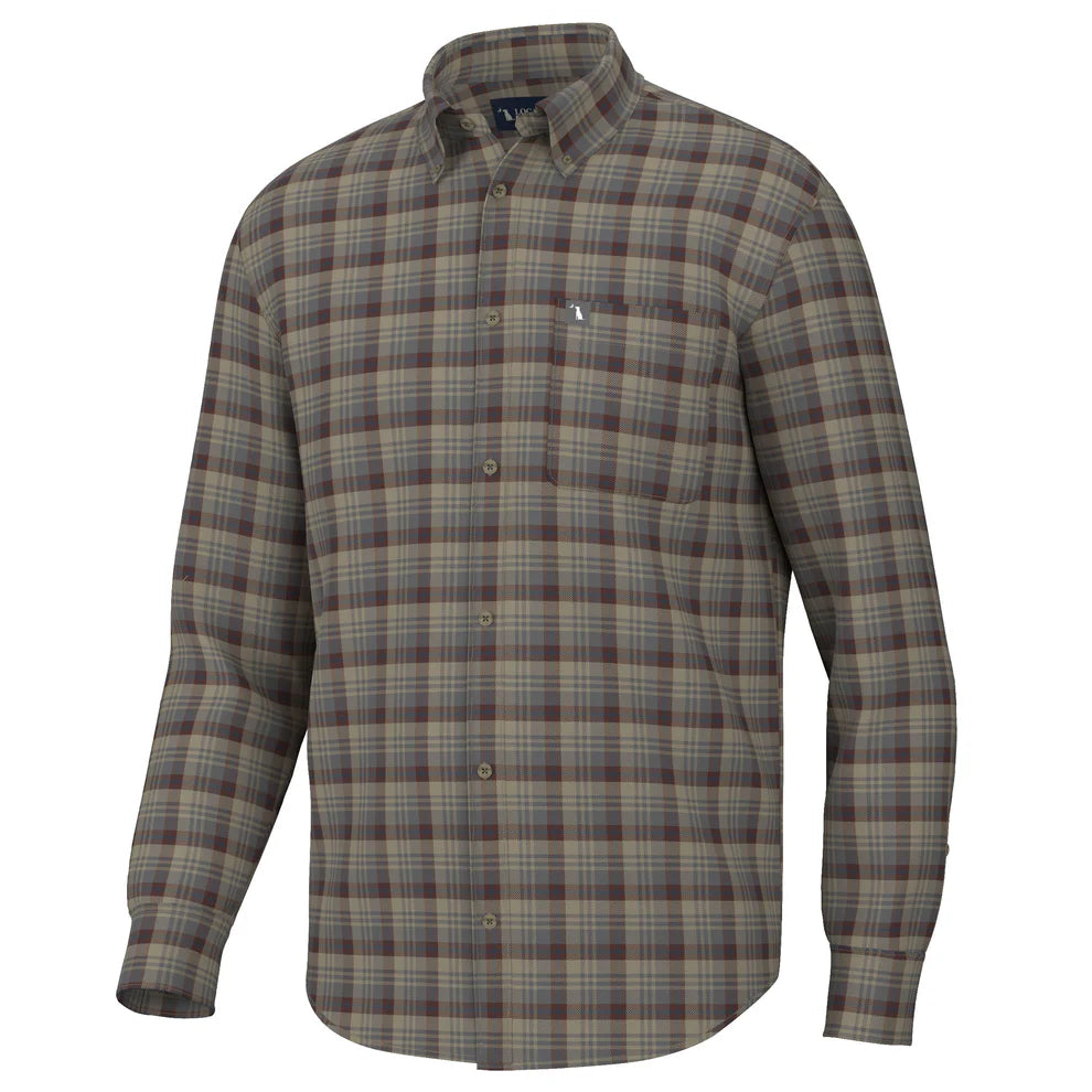 L1500039 Local Boy Gardner Stretch Flannel Tan Garnet Navy