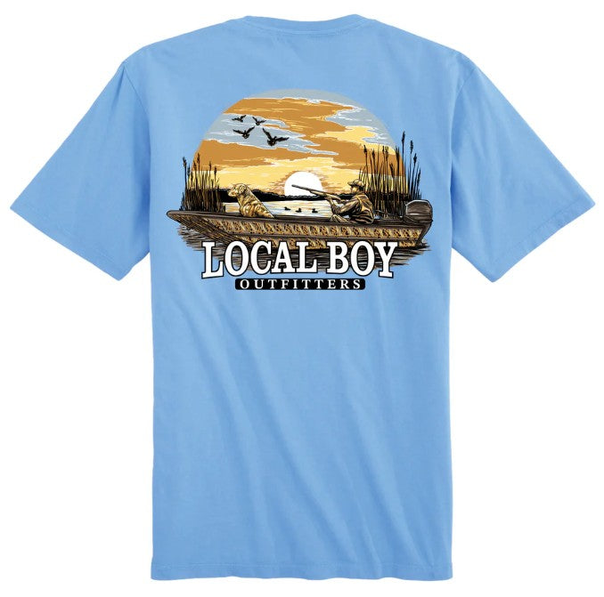 Local Boy Sunset Hunt Short Sleeve T-Shirt in Washed Denim