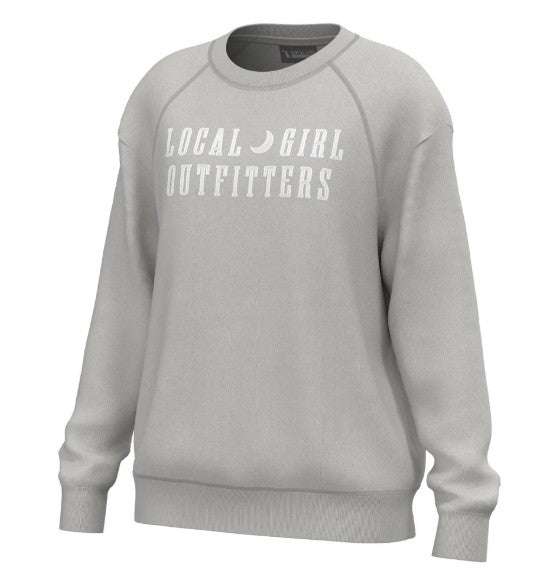 Local Girl Moon Cotton Crewneck in Light Sand