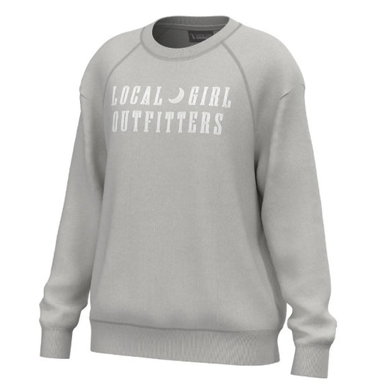 Local Girl Moon Cotton Crewneck in Light Sand